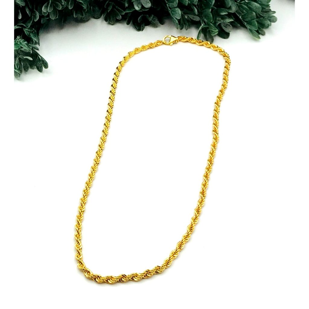 18k Ge Gold Tone Rope Chain Necklace With Lobster Clasp Closure